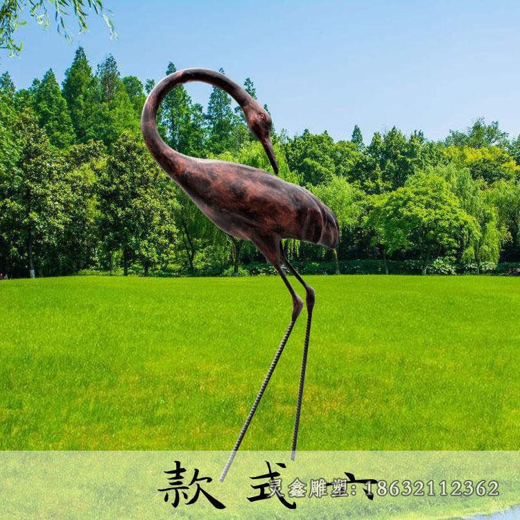 玻璃钢仿铜仙鹤，公园动物雕塑 (5)