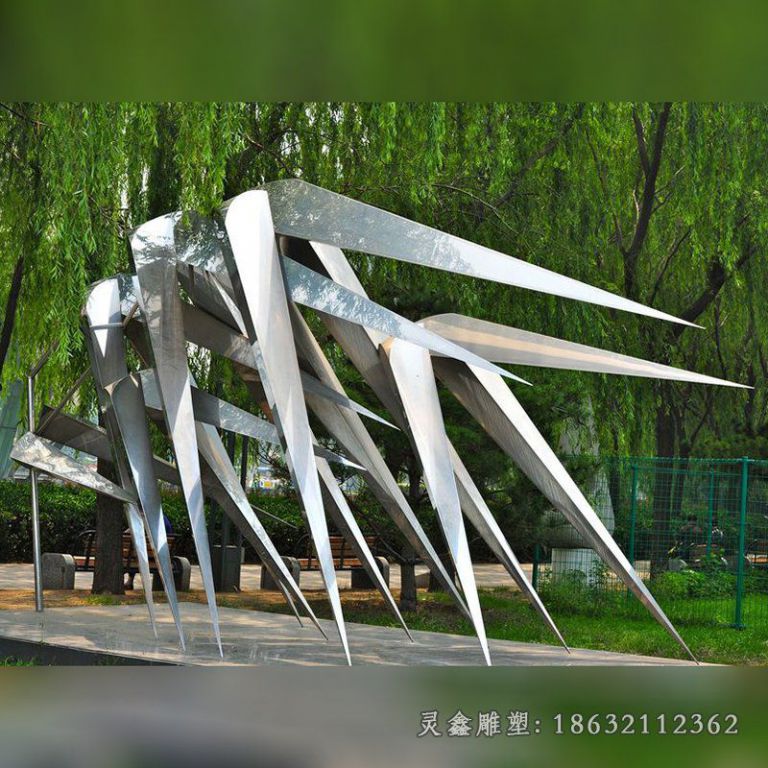 不锈钢凤竹雕塑 (5)