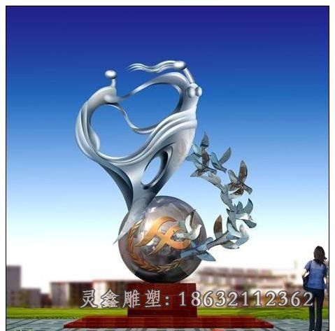 广场不锈钢鸽子群动物雕塑