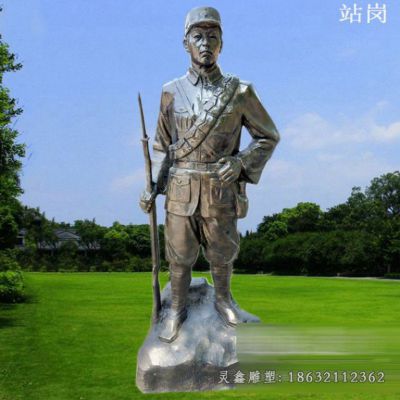 八路军雕塑，玻璃钢仿铜人物 (5)