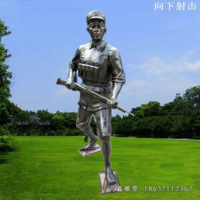 八路军雕塑，玻璃钢仿铜人物 (7)