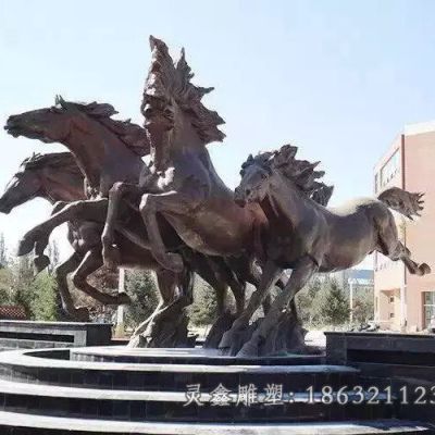 奔腾的马铜雕，广场景观雕塑