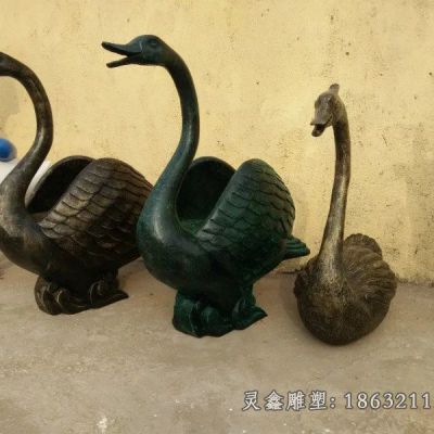 天鹅，仿铜动物雕塑 (4)