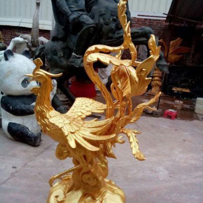 玻璃钢凤凰，玻璃钢仿铜动物雕塑 (7)