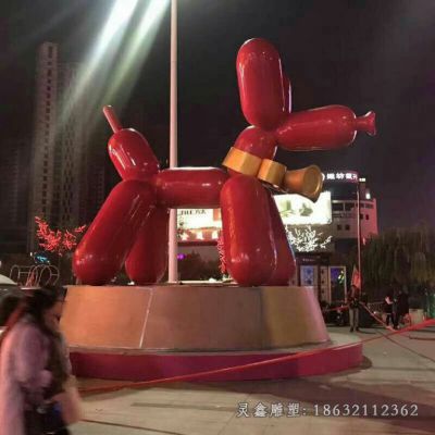 城市不锈钢狗动物雕塑 
