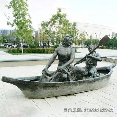 户外划船景观铜雕 