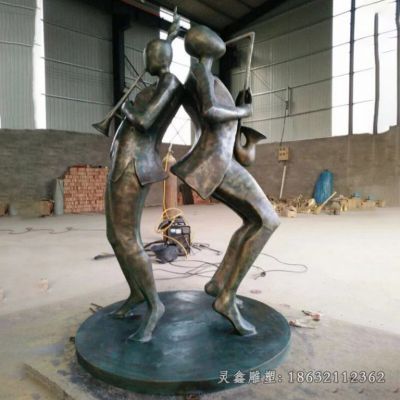 城市吹萨克斯人物铜雕 