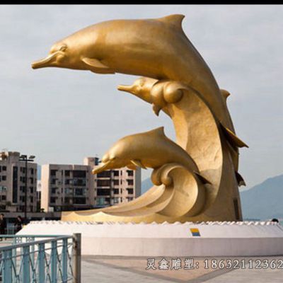 户外不锈钢海豚雕塑