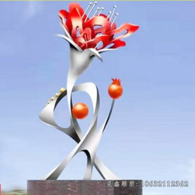 户外不锈钢花朵雕塑 