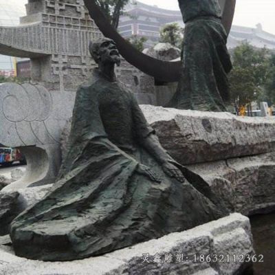 诗圣杜甫坐像人物铜雕
