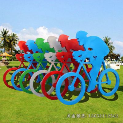 城市不锈钢骑自行车造型雕塑