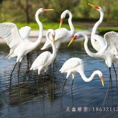 城市街头仙鹤不锈钢雕塑