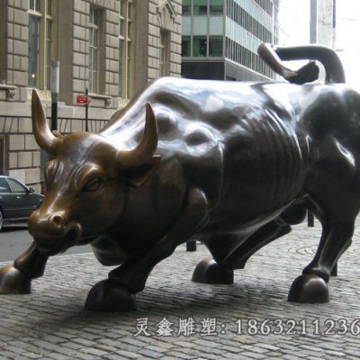 街头斗牛景观动物铜雕