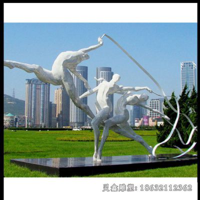 街头不锈钢人物体操雕塑