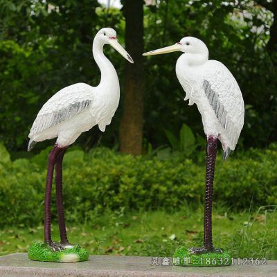 户外仙鹤不锈钢雕塑