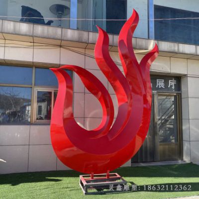 户外不锈钢红凤凰动物雕塑