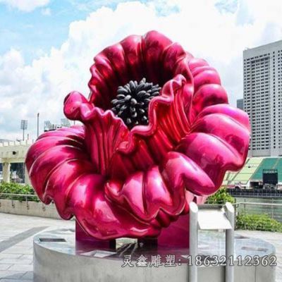 户外不锈钢花朵植物雕塑