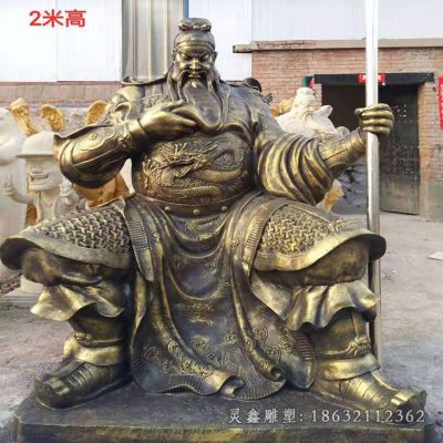 坐式关公人物铜雕