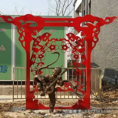 街边不锈钢剪纸景观雕塑