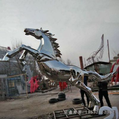 广场不锈钢马跳跃动物雕塑