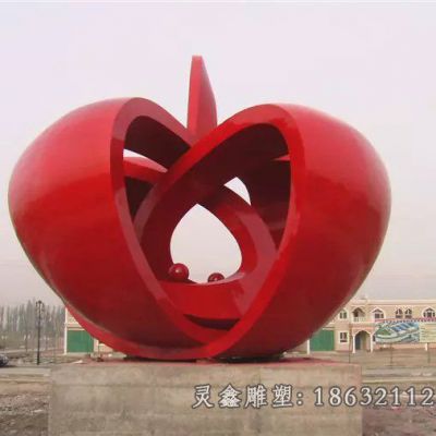广场不锈钢苹果雕塑