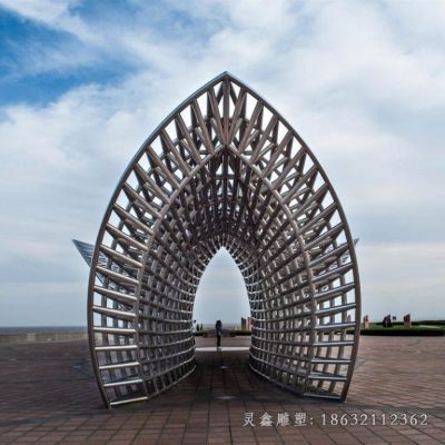 户外不锈钢廊架雕塑
