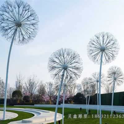 户外不锈钢蒲公英植物雕塑