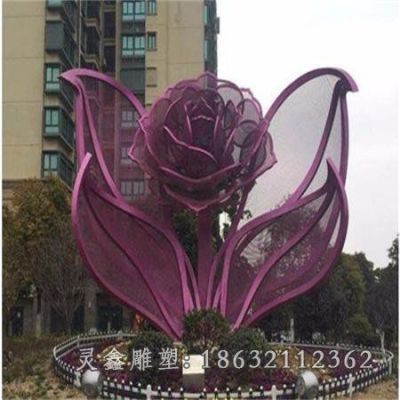 小区不锈钢花朵景观雕塑