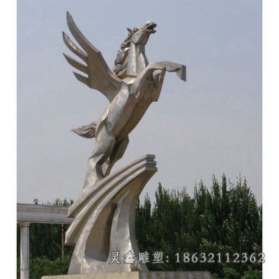 广场不锈钢马跳跃动物雕塑 