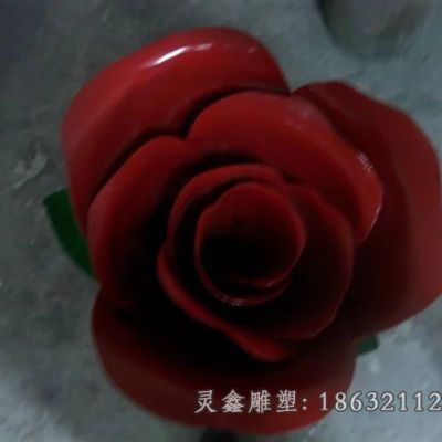 街边不锈钢玫瑰花植物雕塑