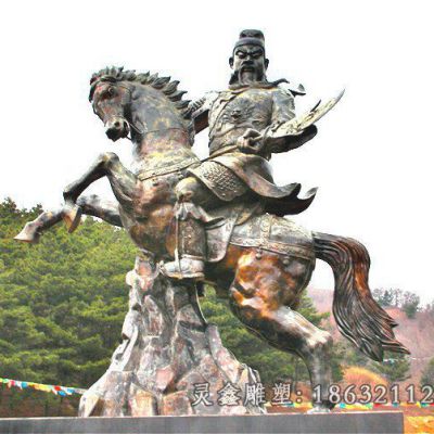 名将关公骑马人物铜雕