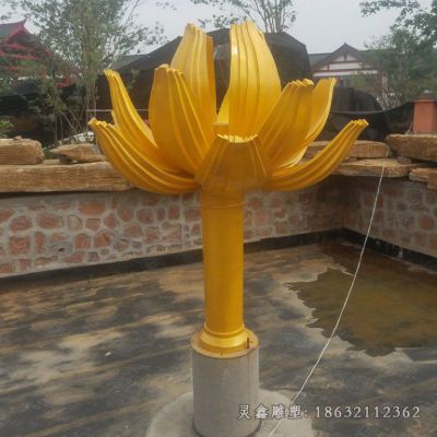 小区不锈钢荷花植物雕塑