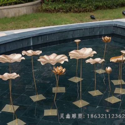 景区不锈钢荷叶植物雕塑 