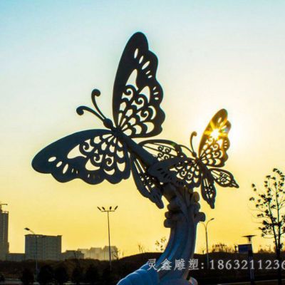 户外不锈钢蝴蝶动物雕塑