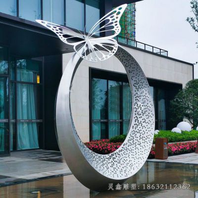小区不锈钢蝴蝶圆环景观雕塑