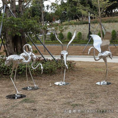 街边不锈钢火烈鸟动物雕塑