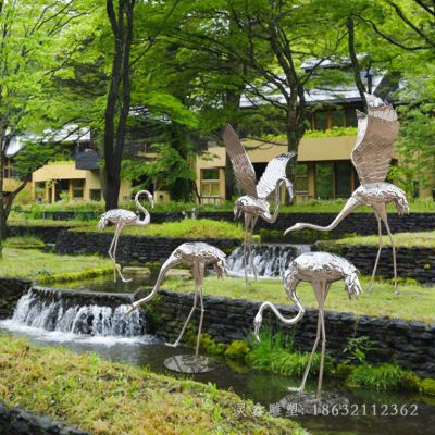 公园不锈钢火烈鸟动物雕塑