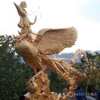 广场凤凰动物铜雕