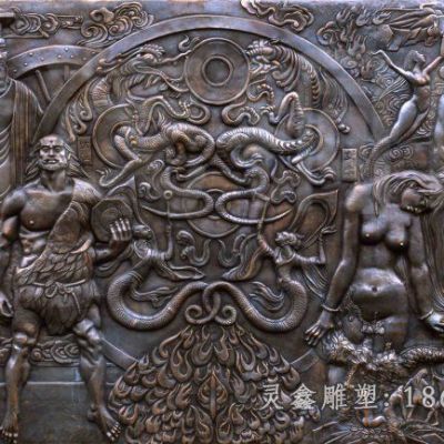 街边伏羲人物铜雕 