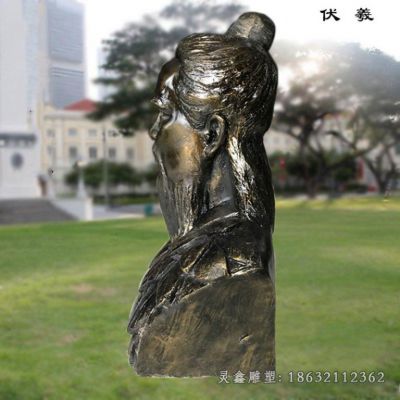 公园伏羲人物头像铜雕