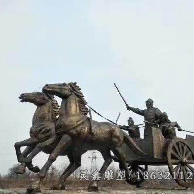 户外赶马车人物铜雕