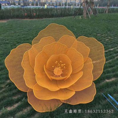 户外不锈钢花朵植物雕塑