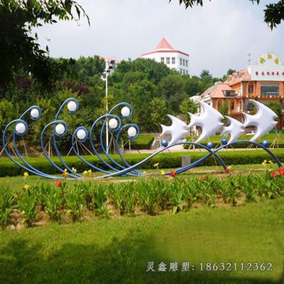 公园不锈钢海浪景观雕塑
