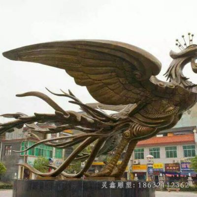 街边凤凰动物铜雕