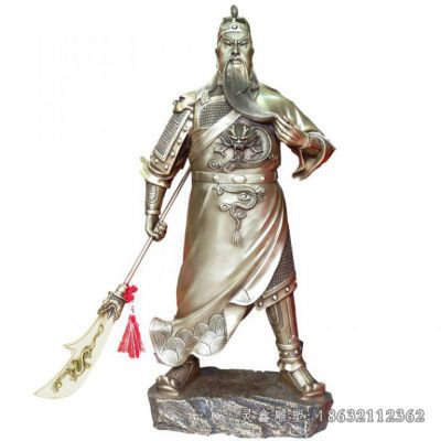 古代持刀关公人物铜雕