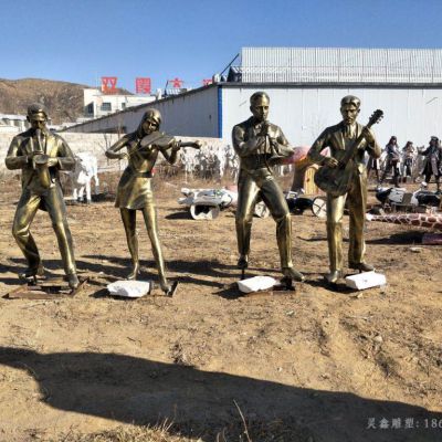 吹拉弹唱人物景观铜雕