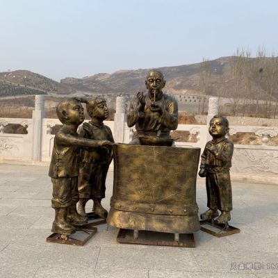 民俗吹糖人景观铜雕