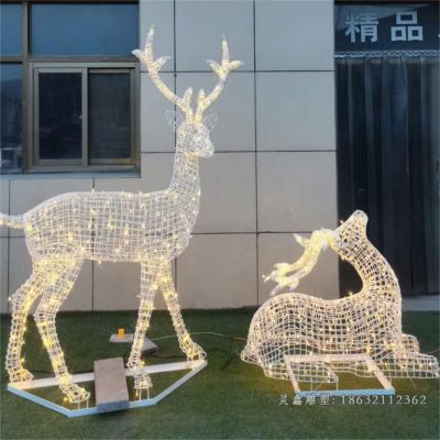 镂空发光鹿不锈钢雕塑