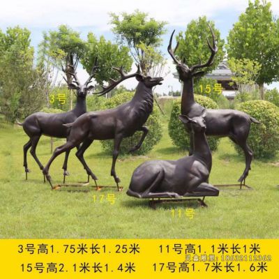 动物群鹿公园铜雕