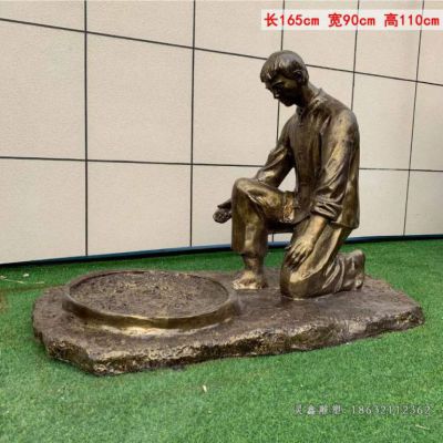 茶文化公园人物铜雕